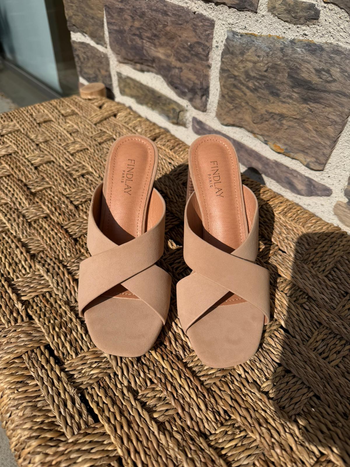 Mules à talon effet suédé