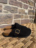Mules en suédine noires