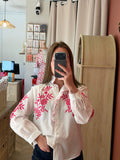 Chemise blanche brodée esprit bohème chic