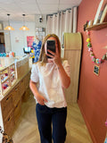 Blouse brodée fleurie – Blanc