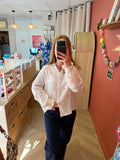Chemise en gaze de coton, avec motifs cœurs rouges devant