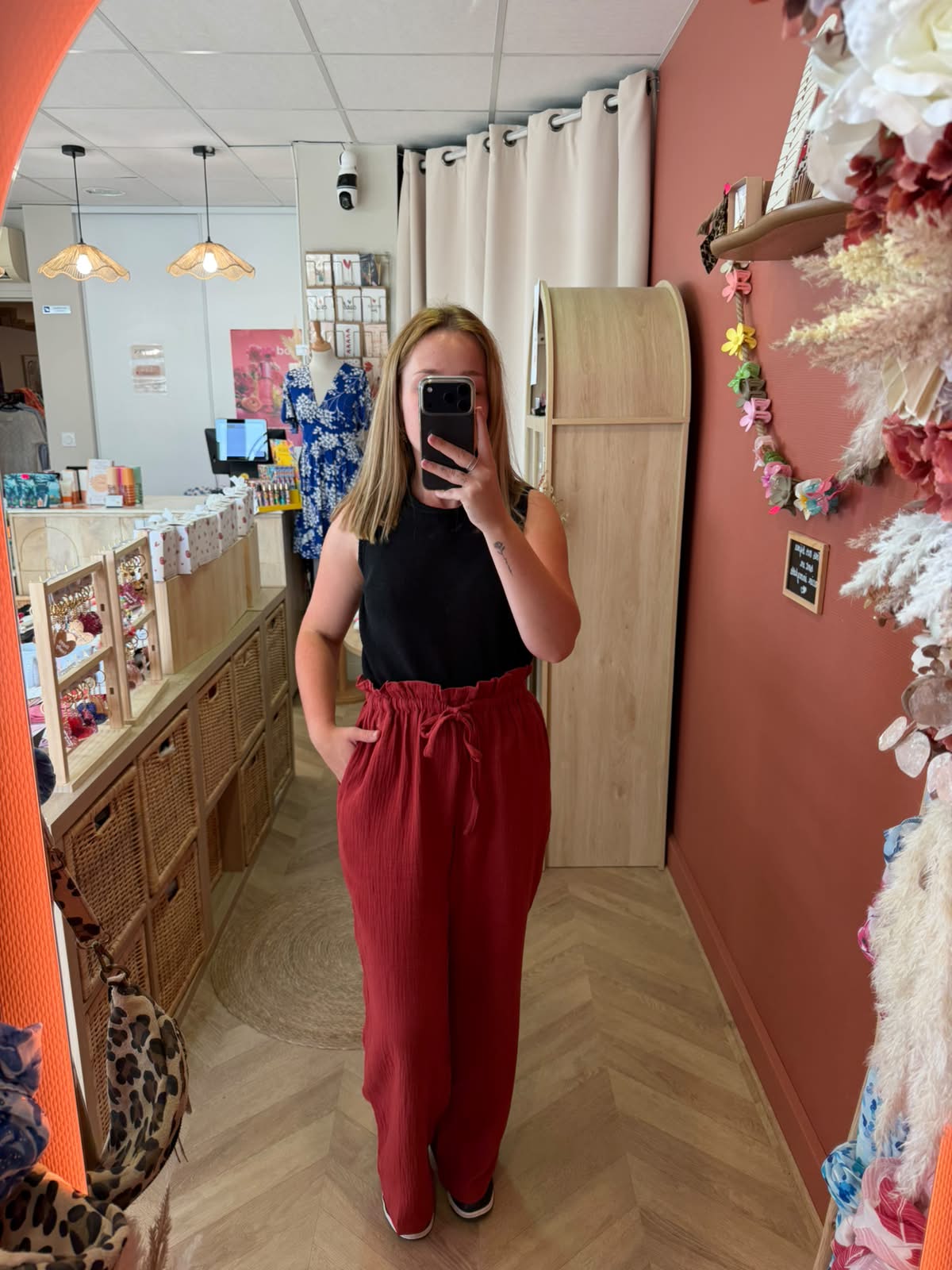Pantalon gaze de coton terracotta