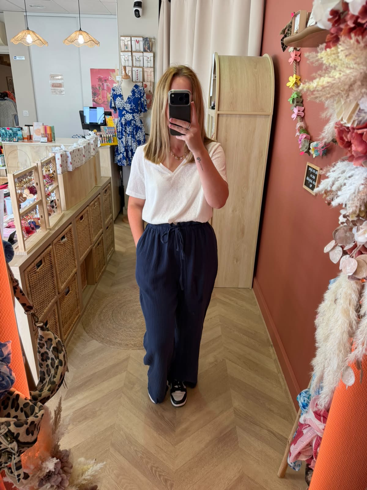 Pantalon gaze de coton bleu marine