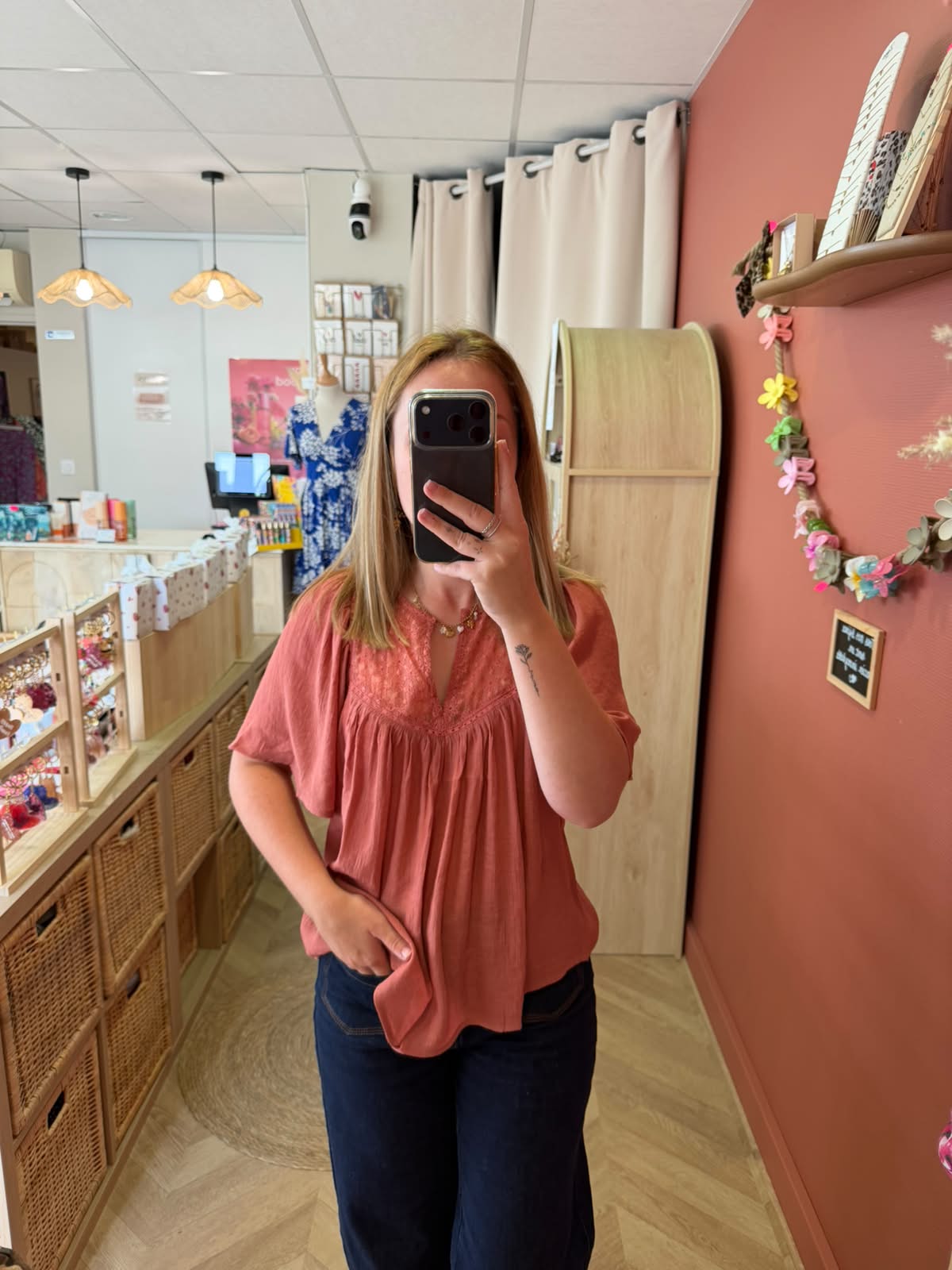 T-shirt effet fluide bois de rose