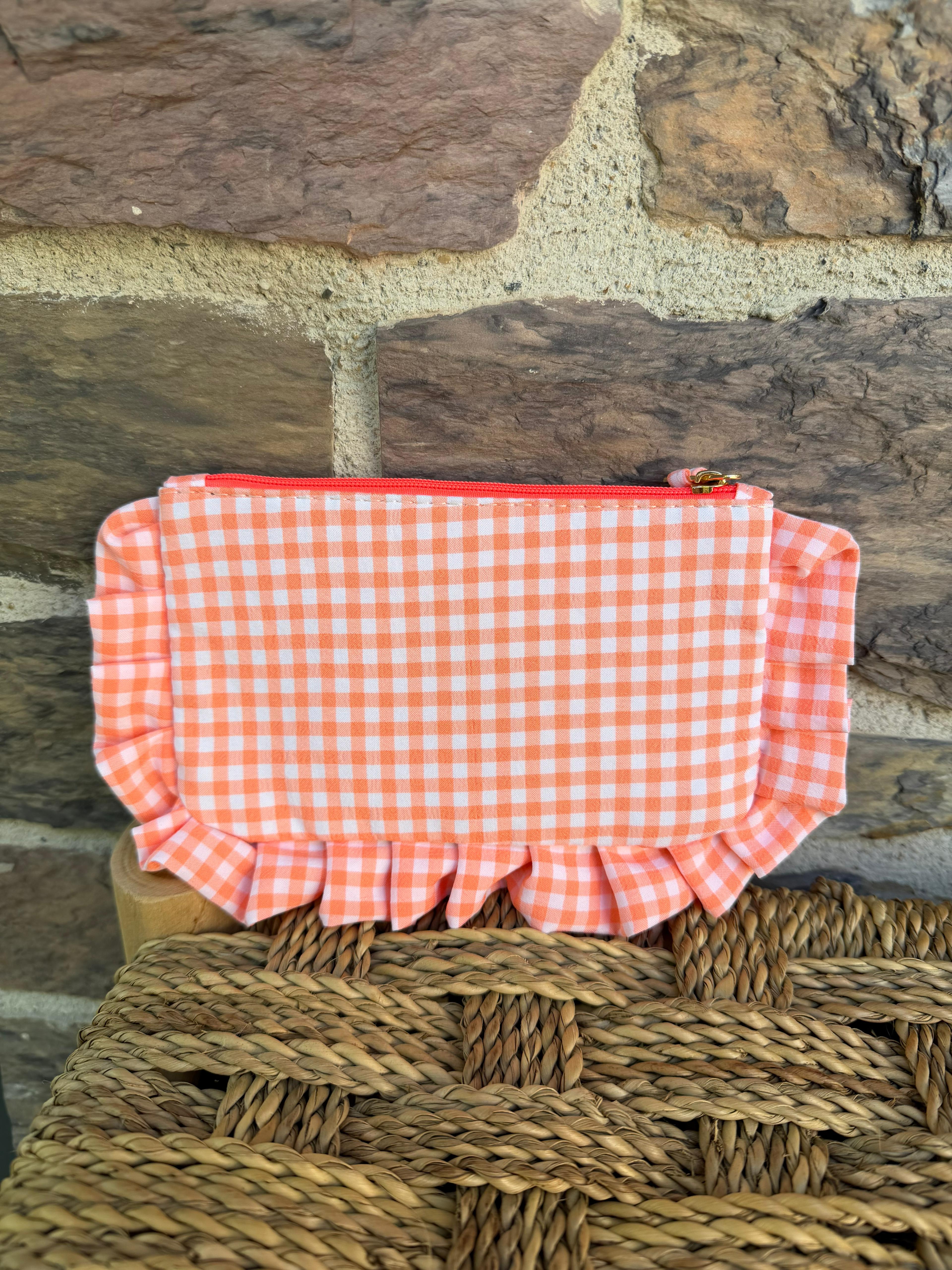 Pochette « les copines d’abord », effet Vichy orange