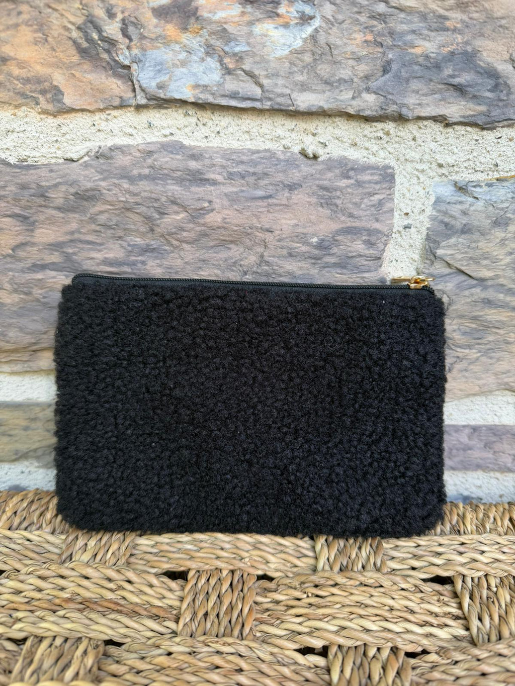 pochette effet tout doux avec inscription « mon joli bazar »