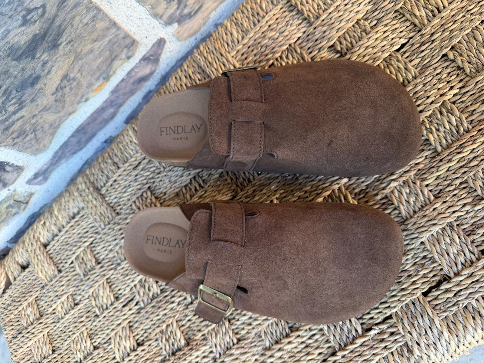 Mules en suédine marron