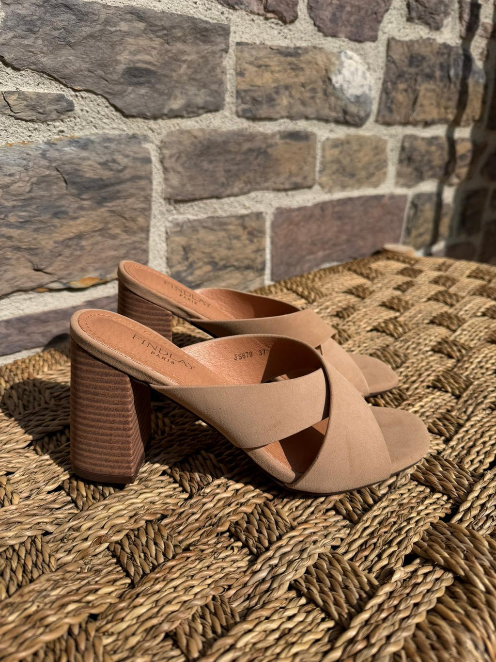 Mules à talon effet suédé
