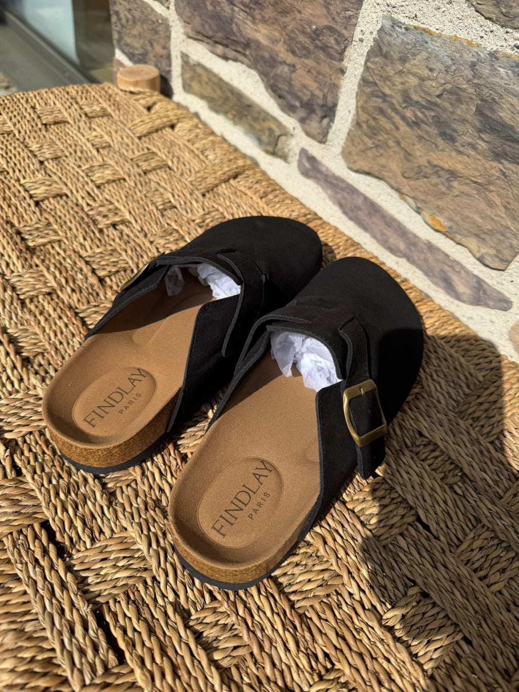 Mules en suédine noires