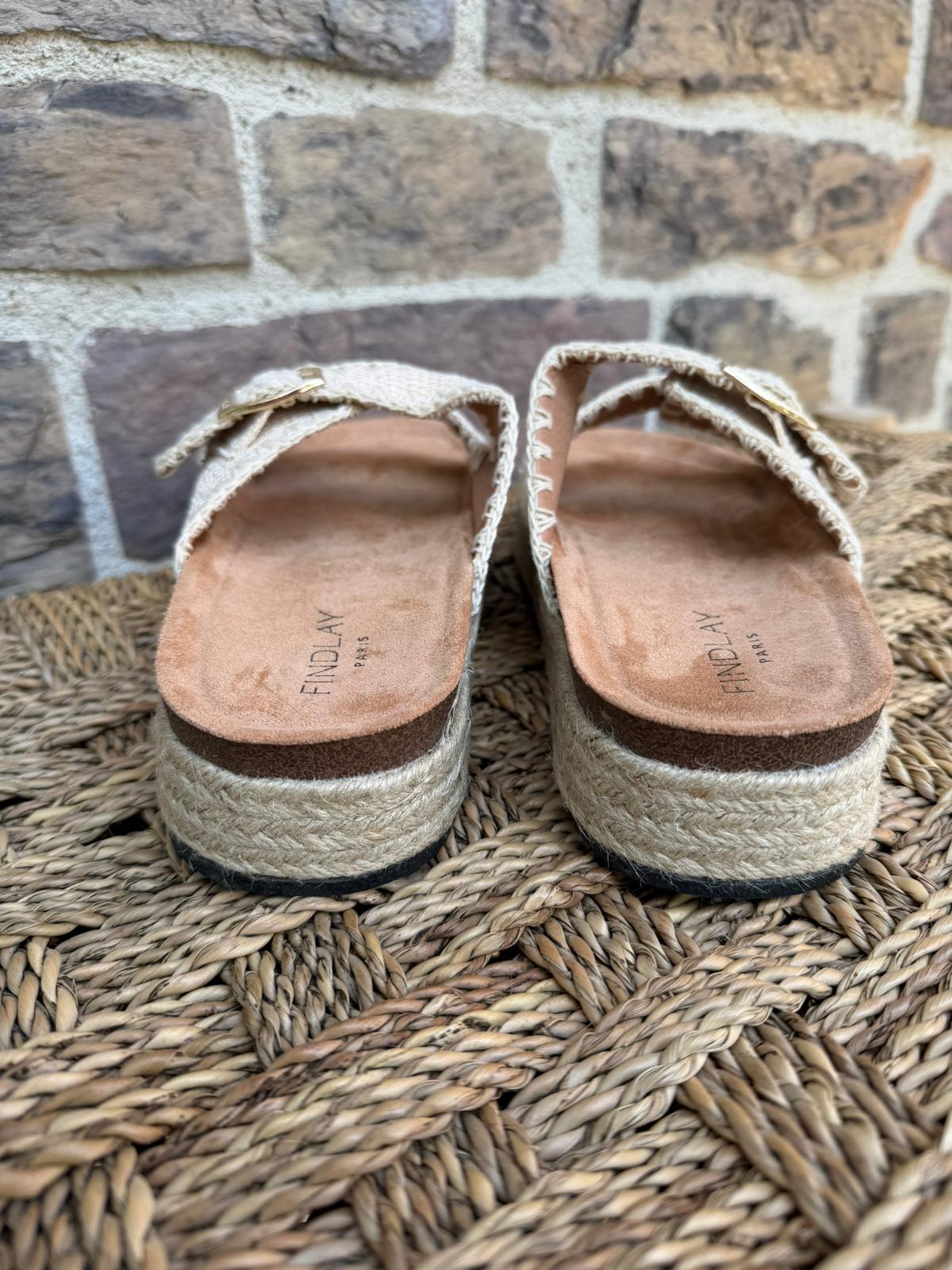 Mules à brides tressées écru
