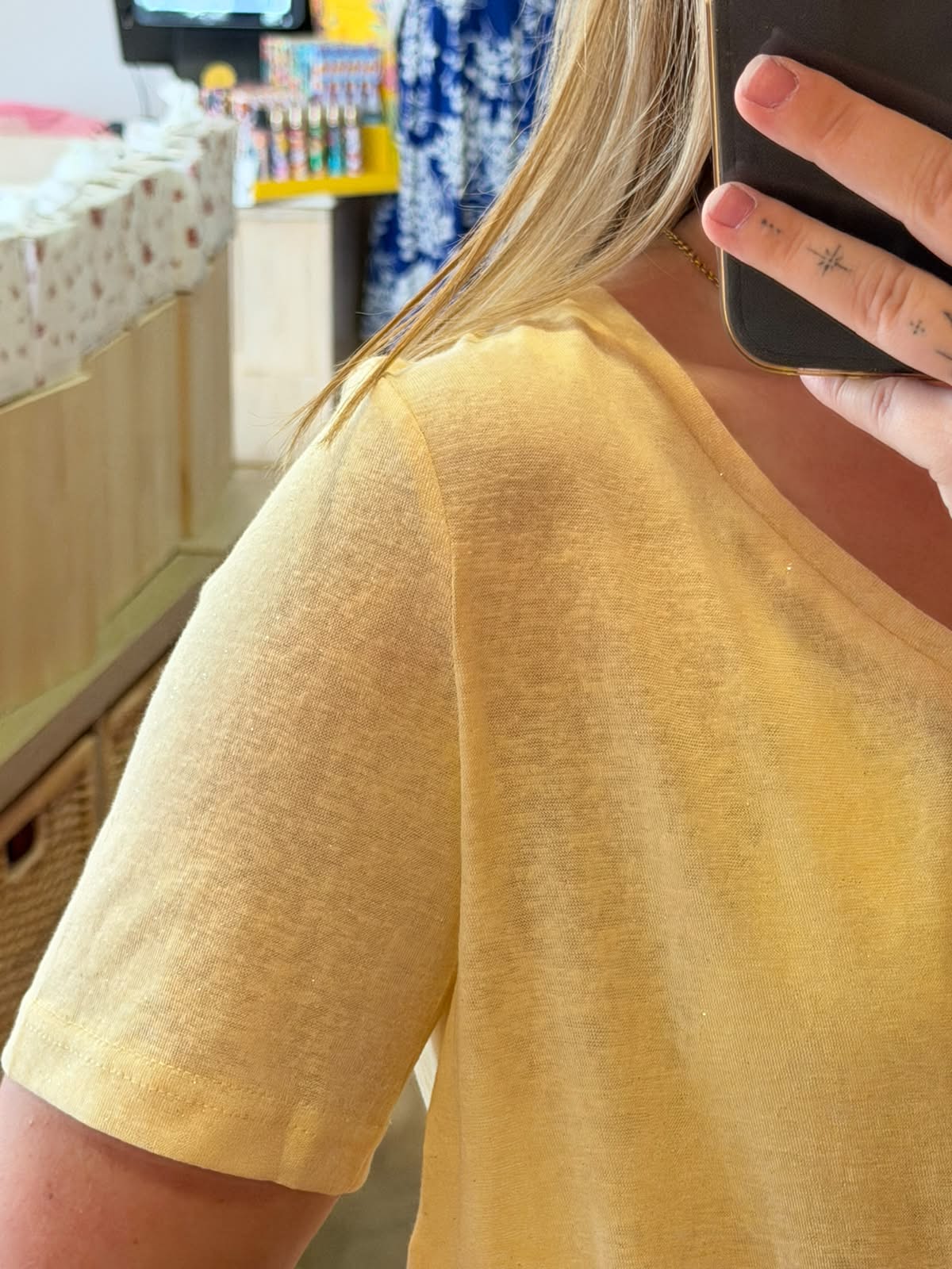 Tee-shirt Jaune Légèrement Pailleté