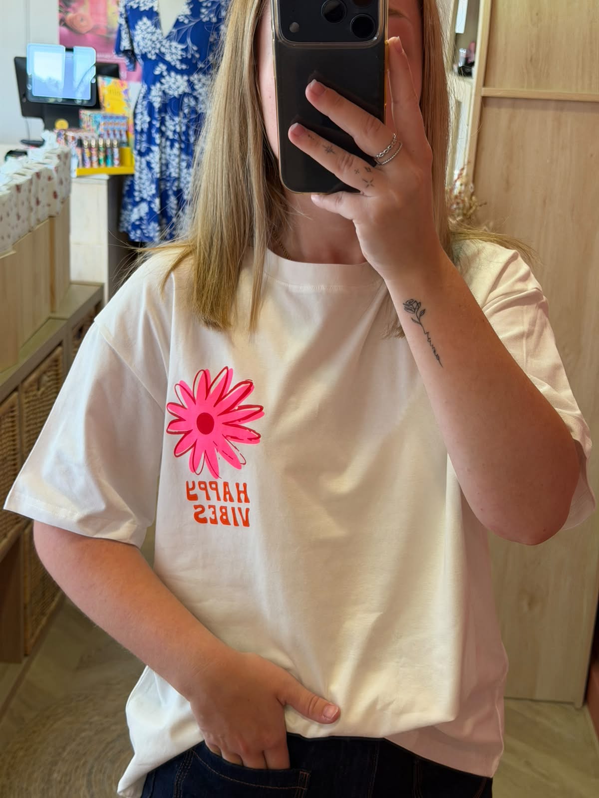 T-shirt HAPPY VIBES – Blanc