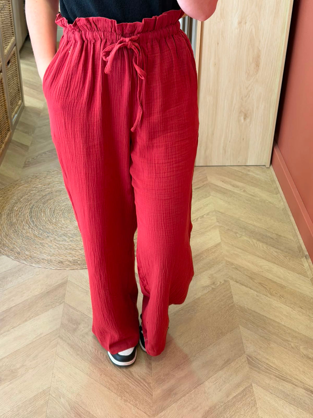 Pantalon gaze de coton terracotta