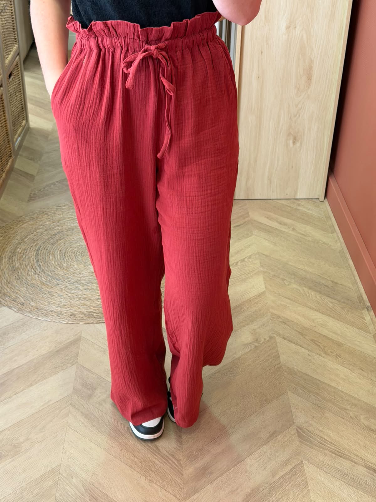 Pantalon gaze de coton terracotta