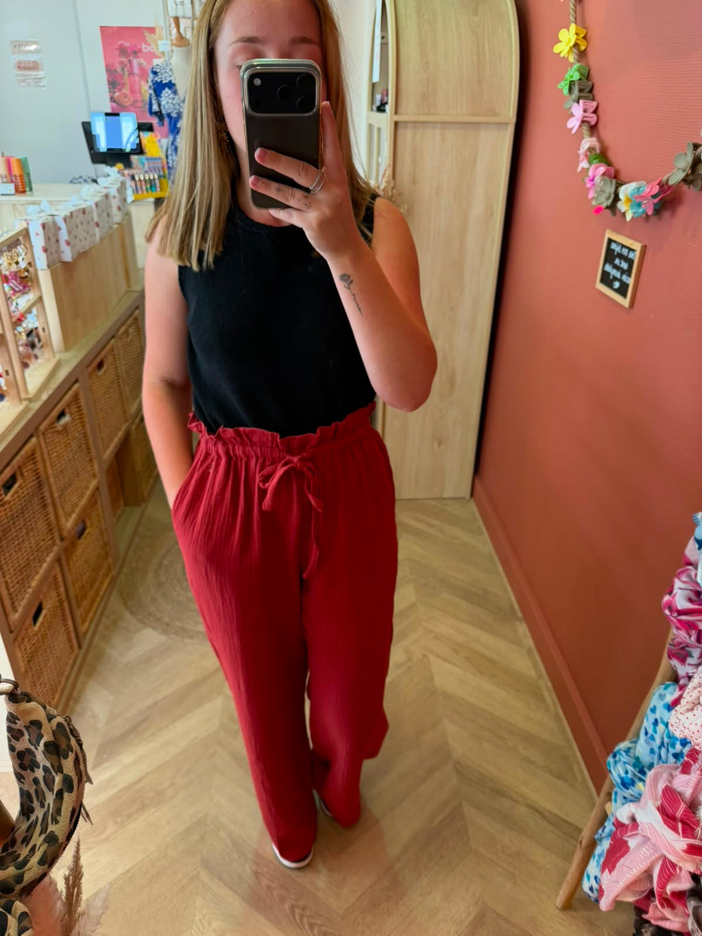 Pantalon gaze de coton terracotta