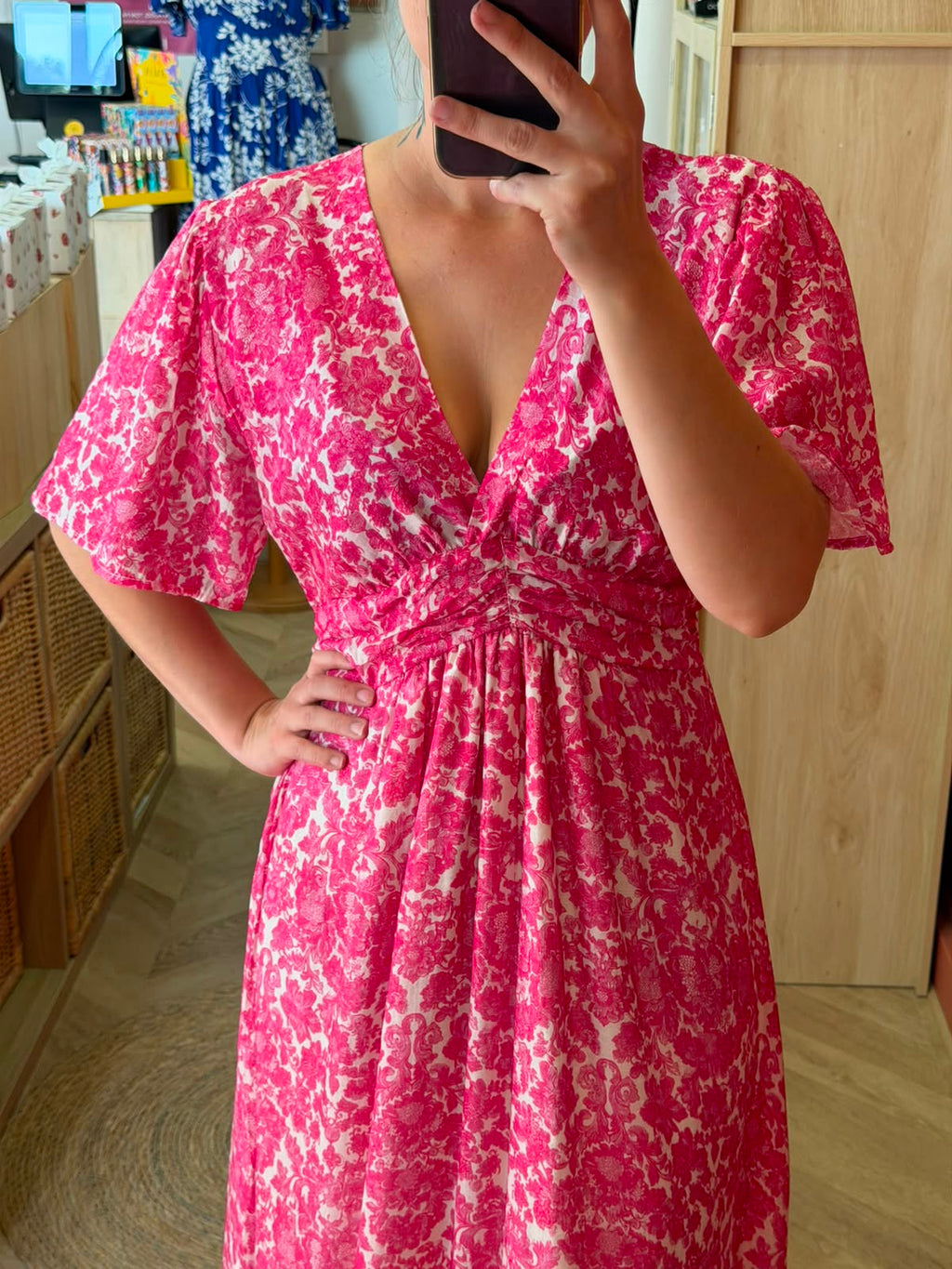 Robe longue rose