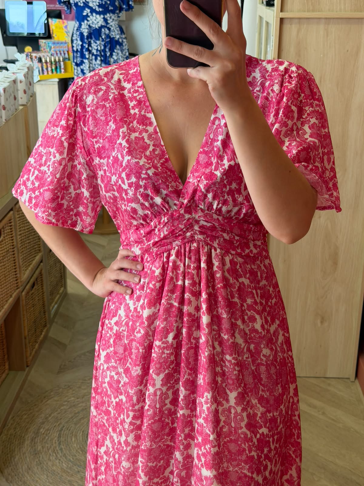 Robe longue rose
